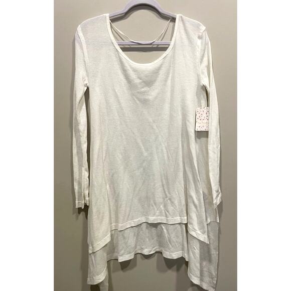 NWT FREE PEOPLE January Ribbed Tee Top Long Sleeves Ivory Size Small - Picture 2 of 7